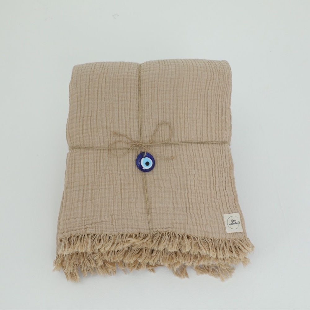 Cloud Linen Gauze Bed Blanket Beije-Full/Queen